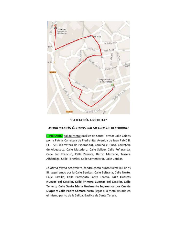 Recorrido modificado